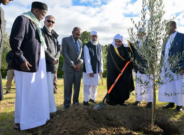 ‏تفقد معالي الأمين العام، رئيسُ هيئة علماء المسلمين، فضيلةُ الشيخ الدكتور محمد العيسى‬⁩ ‬⁩، المرحلة الأولى لإنشاء المركز الإسلامي في أوكلاند، وشارَكَ في غَرْس شجرة زيتون السَّلام، داخل المقر