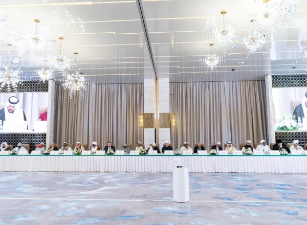 سماحة مفتي عام المملكة العربية السعودية، رئيس المجلس الأعلى للرابطة، الشيخ عبدالعزيز آل الشيخ خلال الدورة الـ ٤٦ للمجلس الأعلى للرابطة: