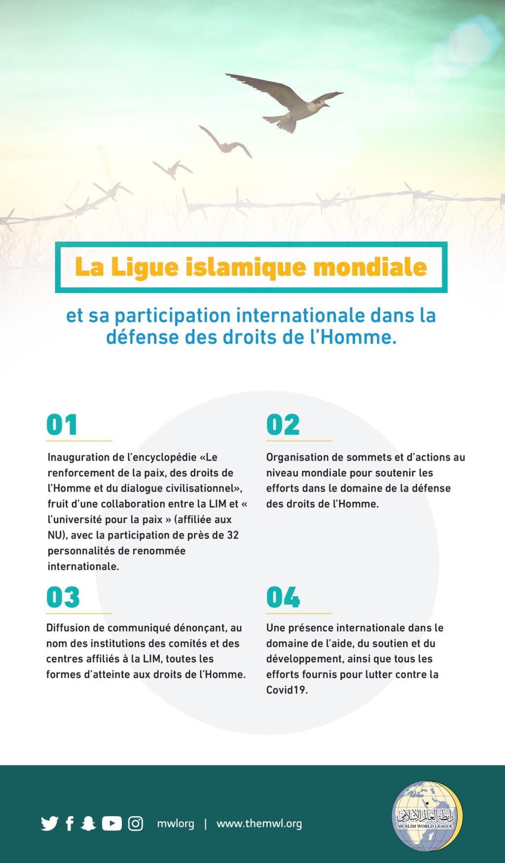 La ligue Islamique Mondiale et certaines de ses initiatives dans le domaine de la protection des droits de l’Homme dans le monde. Journée Internationale Droits Homme. 