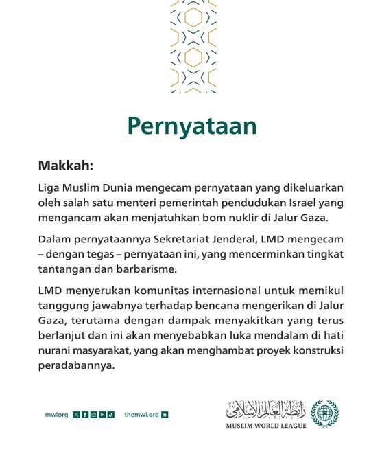 Pernyataan dari Liga Muslim Dunia: