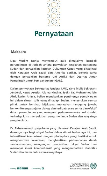 Pernyataan dari Liga Muslim Dunia: