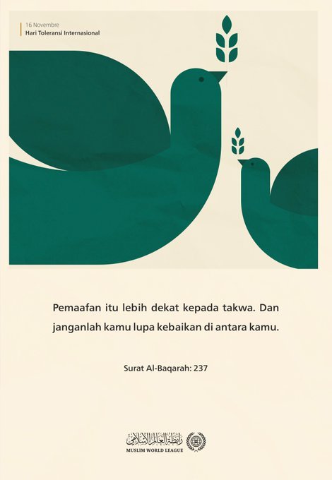 Kemurahan hati agama kita yang mulia telah meninggikan akhlak seorang Muslim untuk menjadi teladan yang luhur yang hanya mencari ridha Allah SWT .. teladan yang tidak mengharapkan pihak lain bereaksi dengan toleransi sebagai balasannya: