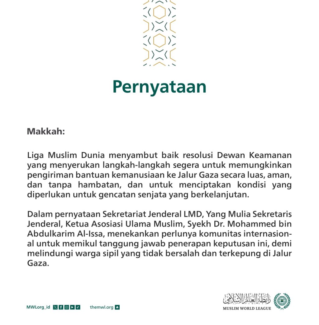 Pernyataan dari Liga Muslim Dunia: