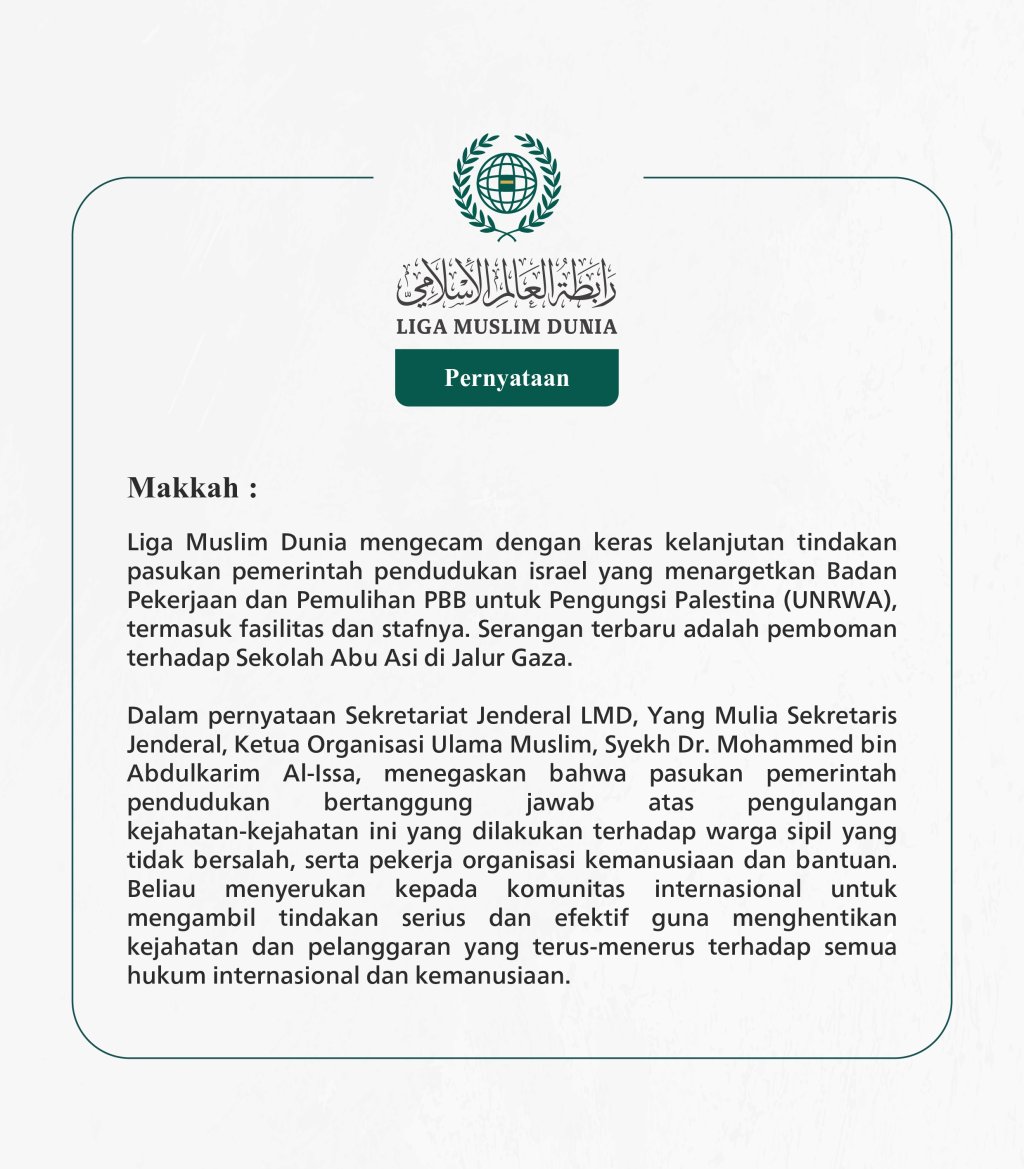 Pernyataan dari Liga Muslim Dunia: