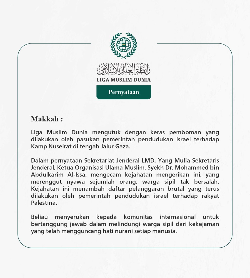 Pernyataan dari Liga Muslim Dunia: