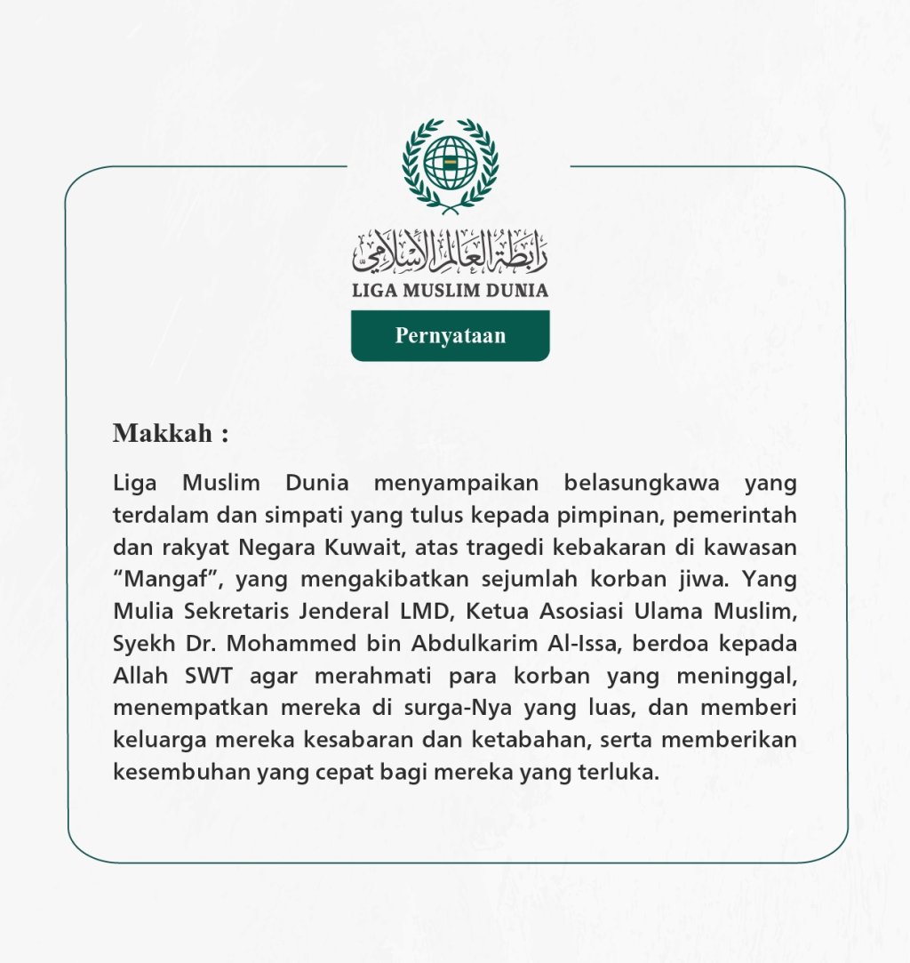 Pernyataan dari Liga Muslim Dunia: