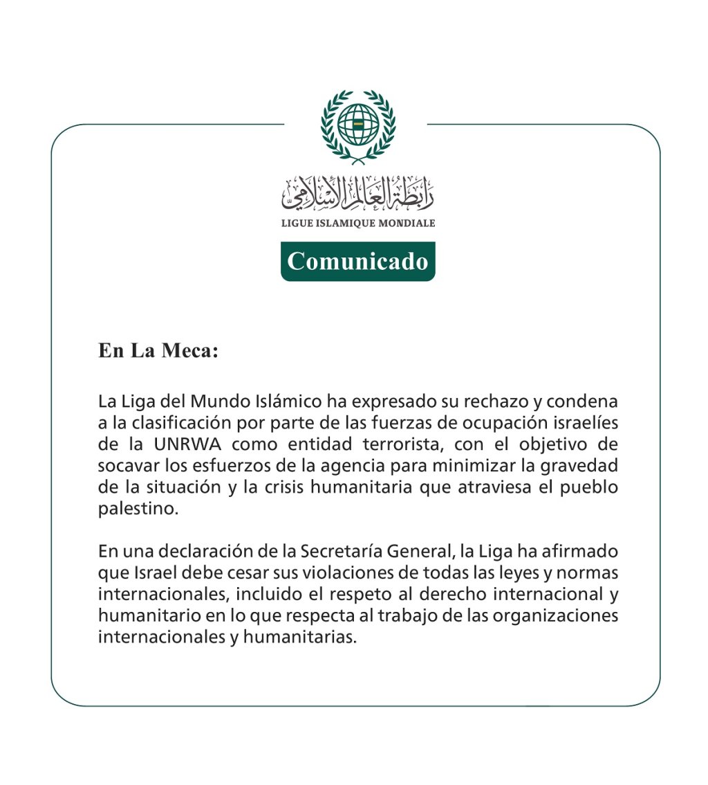 Comunicado de la LigadelMundoIslamico