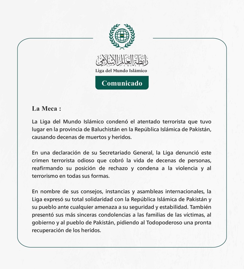 Comunicado de la LigadelMundoIslamico :