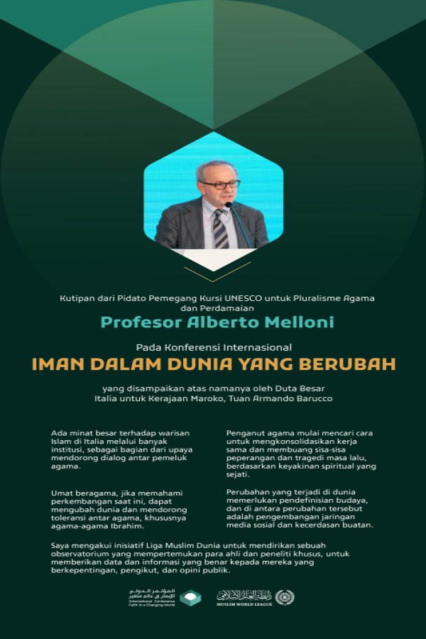 Kutipan dari Pidato Pemegang Kursi UNESCO untuk Pluralisme Agama dan Perdamaian, Profesor Alberto Melloni, pada Konferensi Internasional: "Iman dalam Dunia yang Berubah":