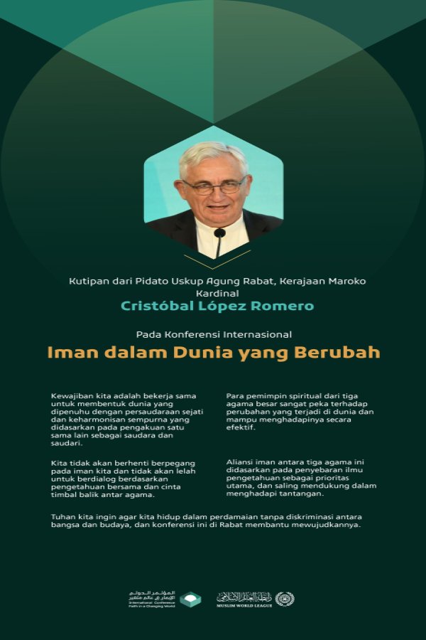 Kutipan dari Pidato Uskup Agung Rabat, Kerajaan Maroko, Kardinal Cristóbal López Romero, pada Konferensi Internasional: "Iman dalam Dunia yang Berubah":